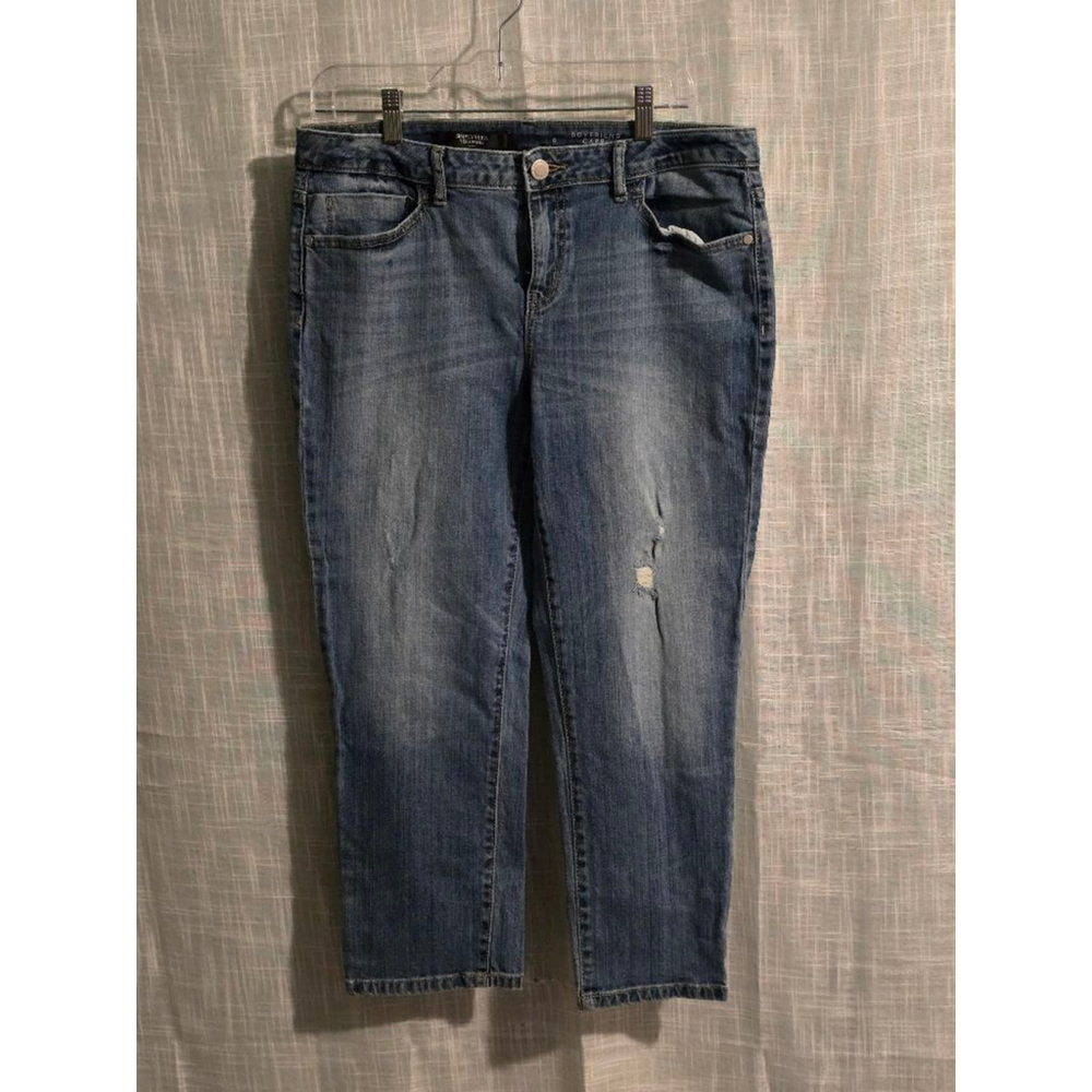 Women's Simply Vera‎ Wang Jeans, Size 8, Blue Boyfriend Capri